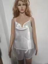 Elegant Satin Sleepwear Lingerie 2 Piece Pajamas Set