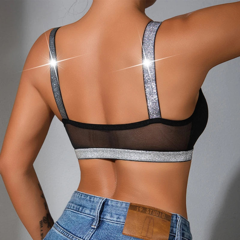 Elegant Satin Underwear Wire-Free Padless Comfortable Lingerie Bra