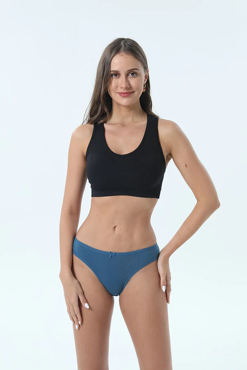 Elegant Student Cute Mid-Waisted Briefs Soft Cotton Large Size Underwear