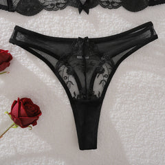 Elegant Ultra Thin Embroidery Transparent Sheer Lingerie Set