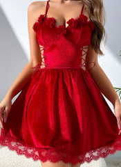 Elegant Lace Embroidered Velvet Interesting Nightgown