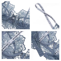 Embroidery Set Ultra-thin Bralette Push Up Brassiere Lace Lingerie