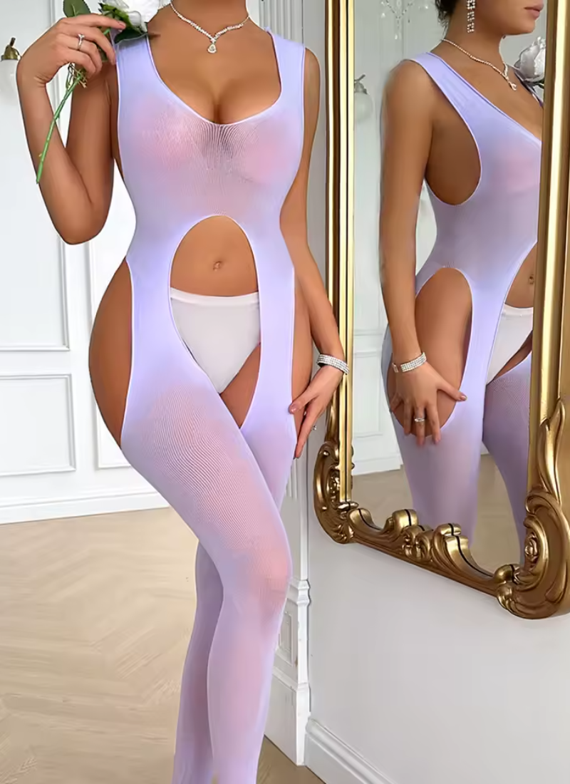 Erotic Transparent Bodystocking Bold Body Suit Open Crotch Costumes