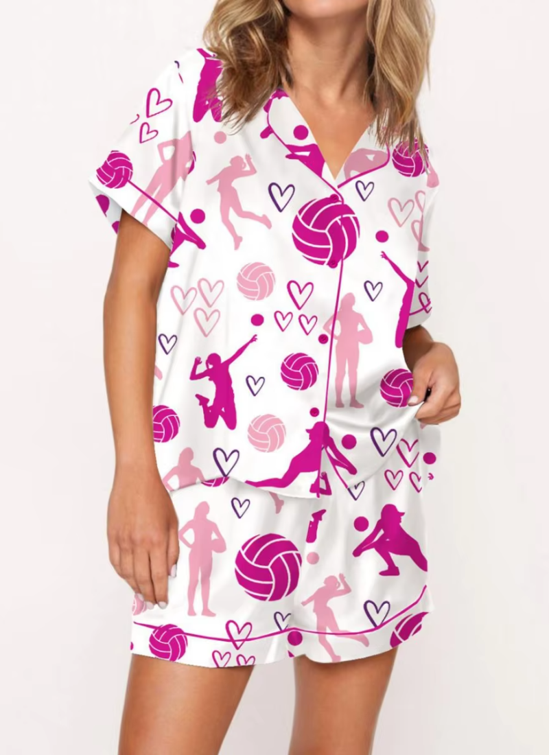 Formal Short Sleeve Preppy Shirt Pajamas Lounge Set Comfy Sleepwear