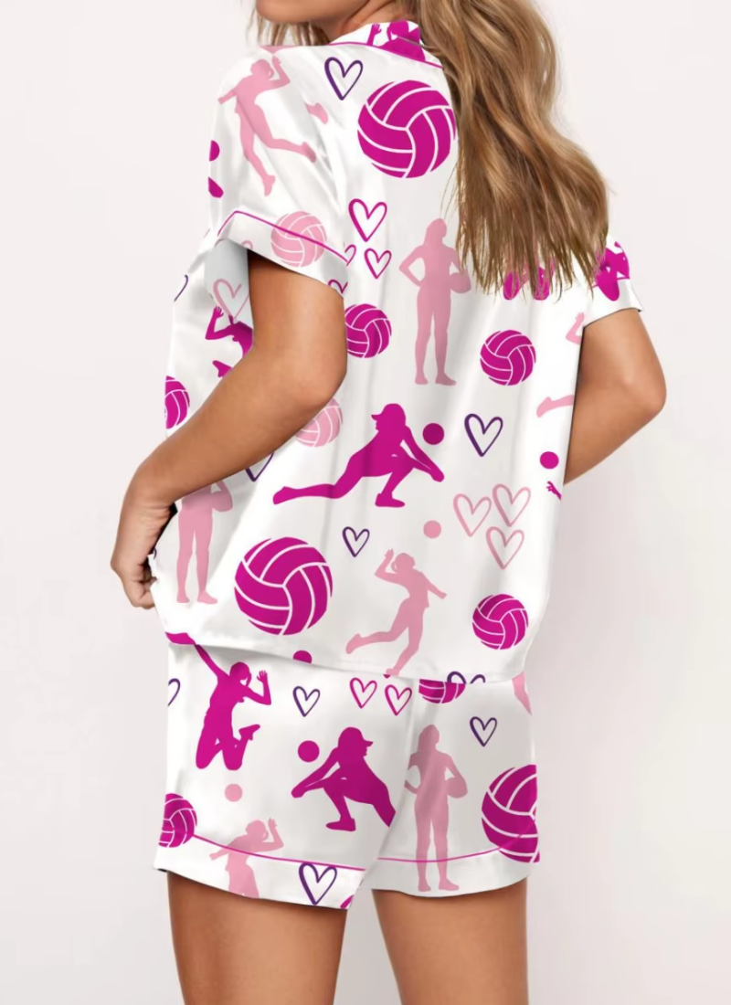 Formal Short Sleeve Preppy Shirt Pajamas Lounge Set Comfy Sleepwear