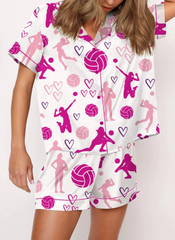 Formal Short Sleeve Preppy Shirt Pajamas Lounge Set Comfy Sleepwear