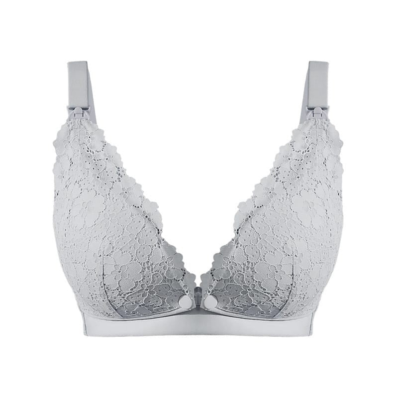 Lace Patchwork Seamless Solid Color Nursing Bra