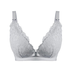 Lace Patchwork Seamless Solid Color Nursing Bra