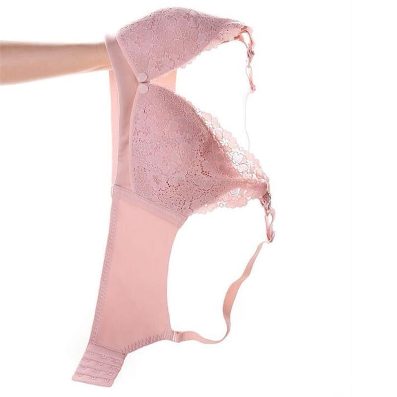 Lace Patchwork Seamless Solid Color Nursing Bra