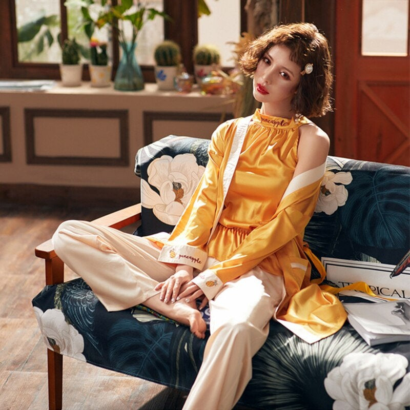 Long Sleeve Pajama Sleepwear 3 PCS