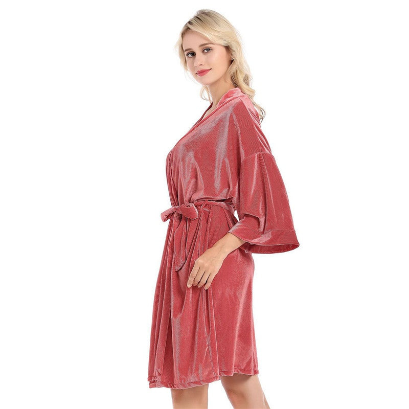 Solid Color Cardigan Night-robe