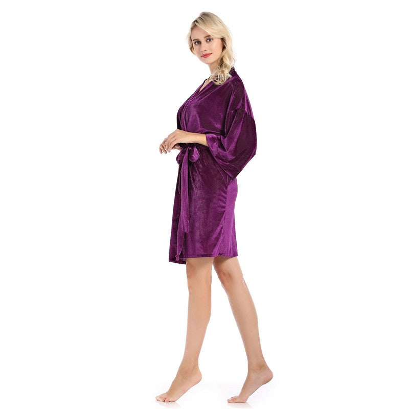 Solid Color Cardigan Night-robe