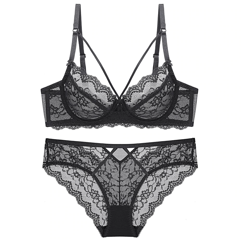 Floral Embroidery Underwear Plus size Bra & Brief Sets