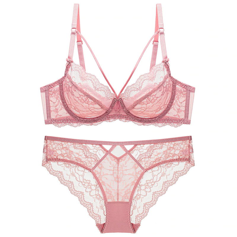 Floral Embroidery Underwear Plus size Bra & Brief Sets