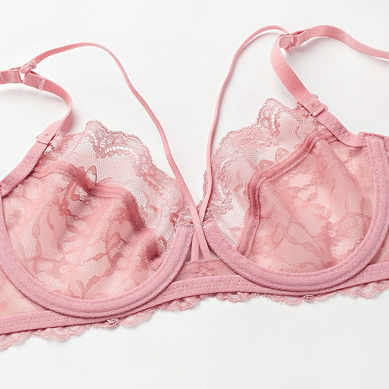 Floral Embroidery Underwear Plus size Bra & Brief Sets
