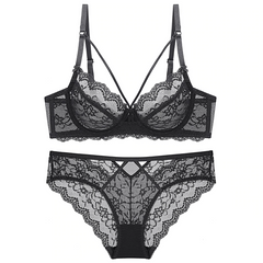 Floral Embroidery Underwear Plus size Bra & Brief Sets