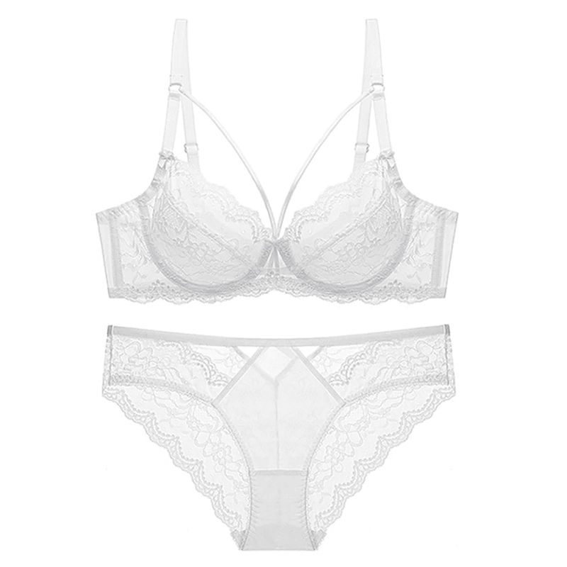 Floral Embroidery Underwear Plus size Bra & Brief Sets