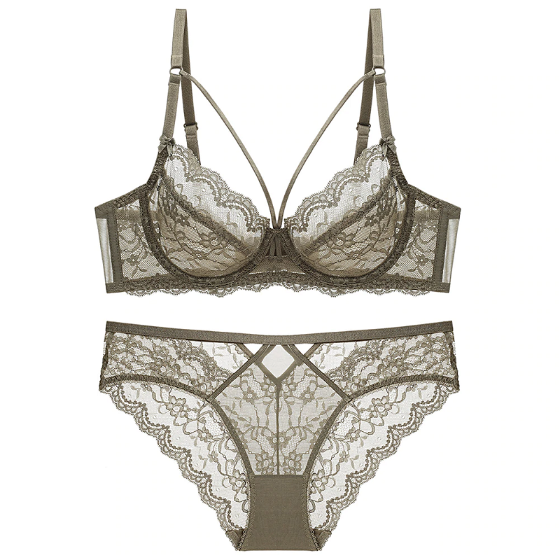 Floral Embroidery Underwear Plus size Bra & Brief Sets