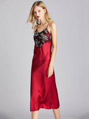 Floral Printed Backless Satin Nightgown