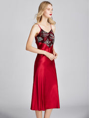 Floral Printed Backless Satin Nightgown