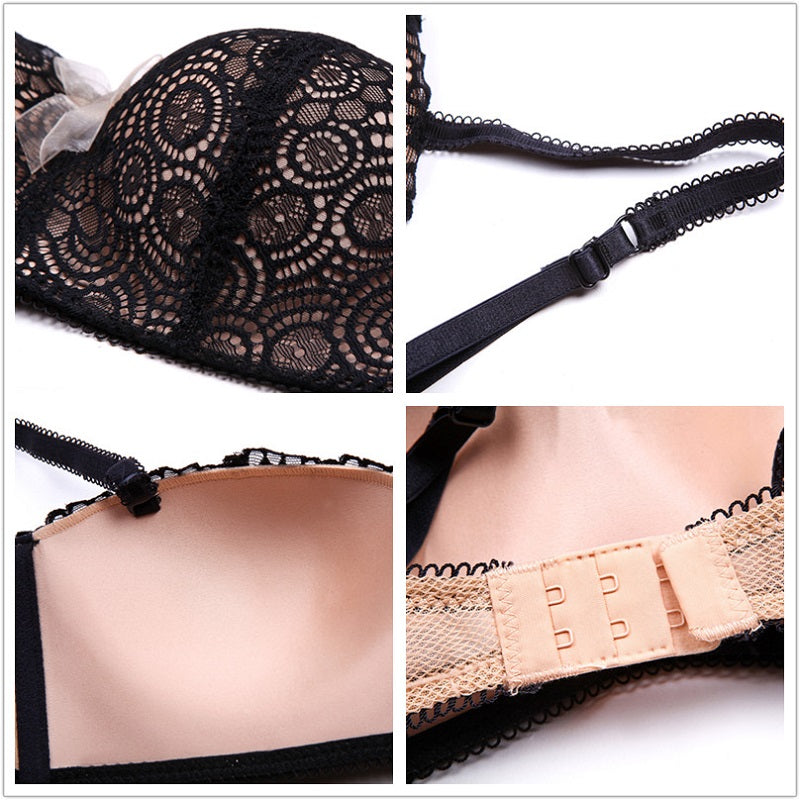Floral embroidery lace underwear bra and panty set