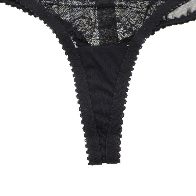 Floral lace low-rise thongs breathable underwear panties