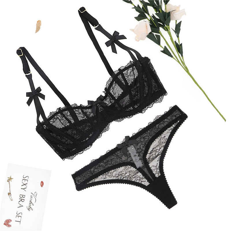 Floral lace low-rise thongs breathable underwear panties
