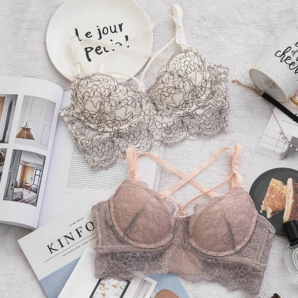 Flower Lace Ultra-thin Bralette bra brief sets Soft Intimate Lingerie