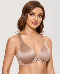 Front Closure Plus Size Seamless Plunge Unlined Racerback Underwire Bras