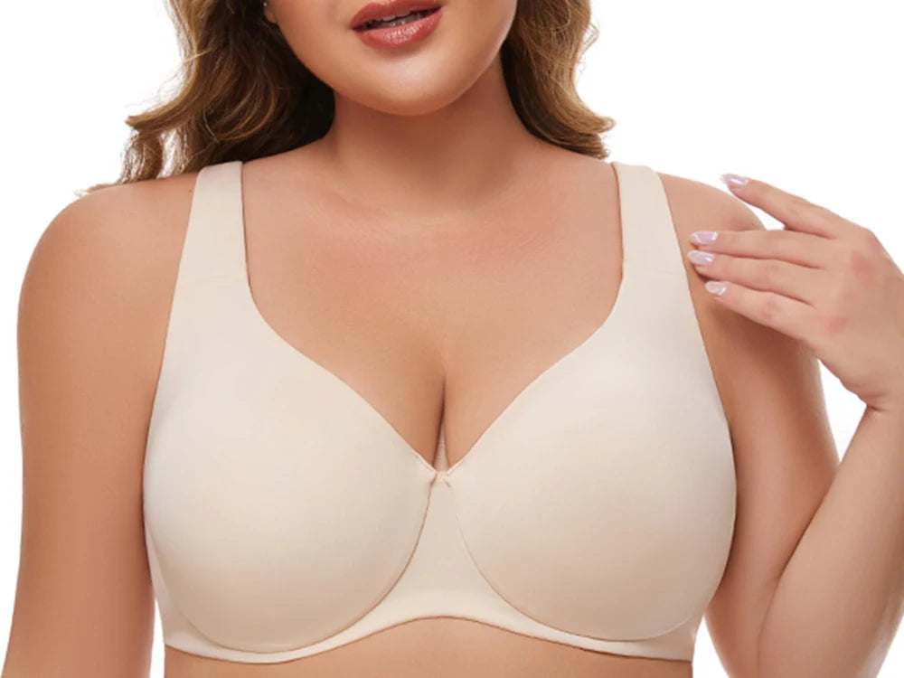Full Coverage Seamless Unlined Unpadded Everyday Support Comfort Plus Size Underwire Bra