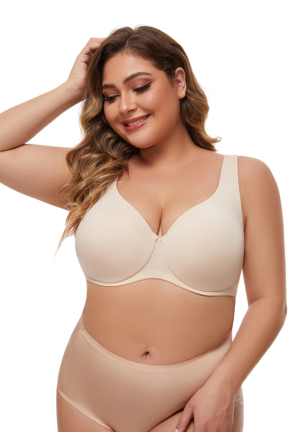 Full Coverage Seamless Unlined Unpadded Everyday Support Comfort Plus Size Underwire Bra