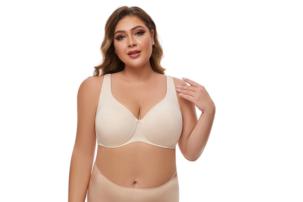 Full Coverage Seamless Unlined Unpadded Everyday Support Comfort Plus Size Underwire Bra