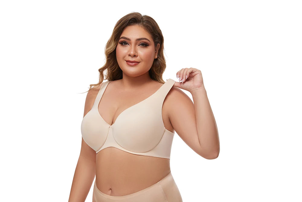 Full Coverage Seamless Unlined Unpadded Everyday Support Comfort Plus Size Underwire Bra