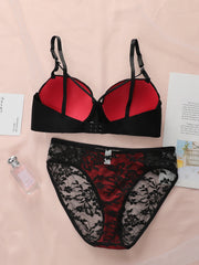 Gathering Anti Sagging Lace Flower Contrasting Design With Double Buckle Adjustable Bra