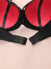 Gathering Anti Sagging Lace Flower Contrasting Design With Double Buckle Adjustable Bra