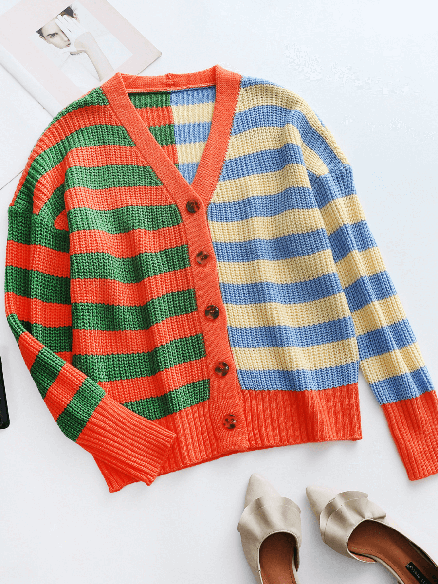 Rachael Contract Stripe Knit Cardigan