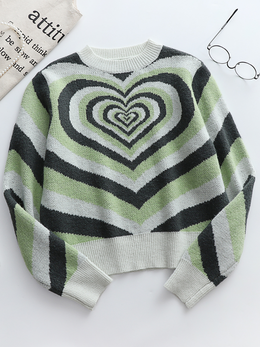Green Heart Ring Knit Top