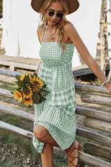 MARGARETTA Tartan Midi Dress - Mint