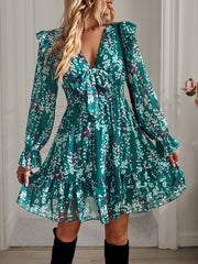 SHOWER ME IN FLORALS MINI DRESS - GREEN