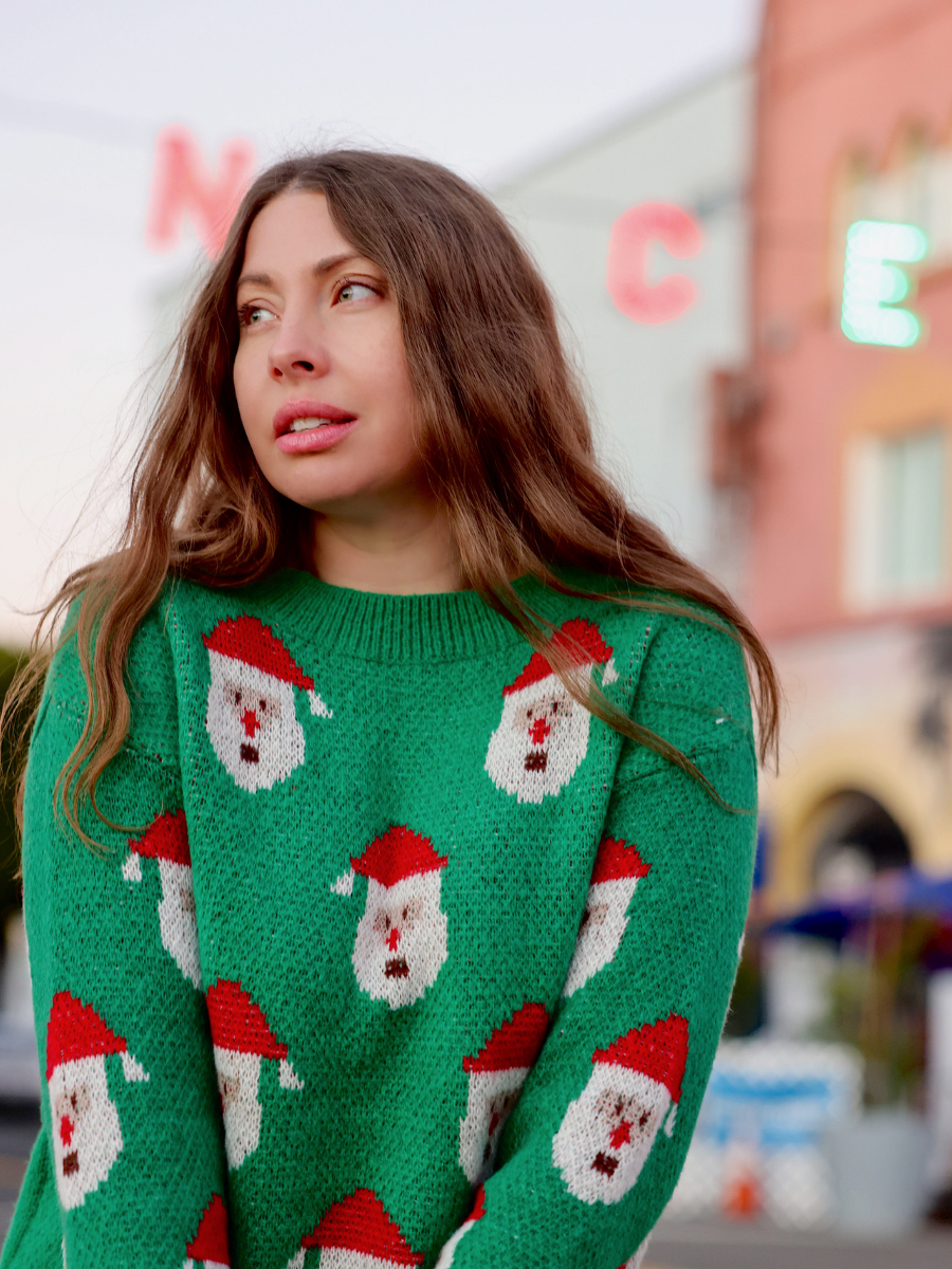 Green Santa Christmas Sweater
