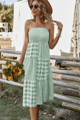 MARGARETTA Tartan Midi Dress - Mint