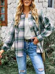 TYPICAL FALL POCKETED PLAID SHACKET - GREEN
