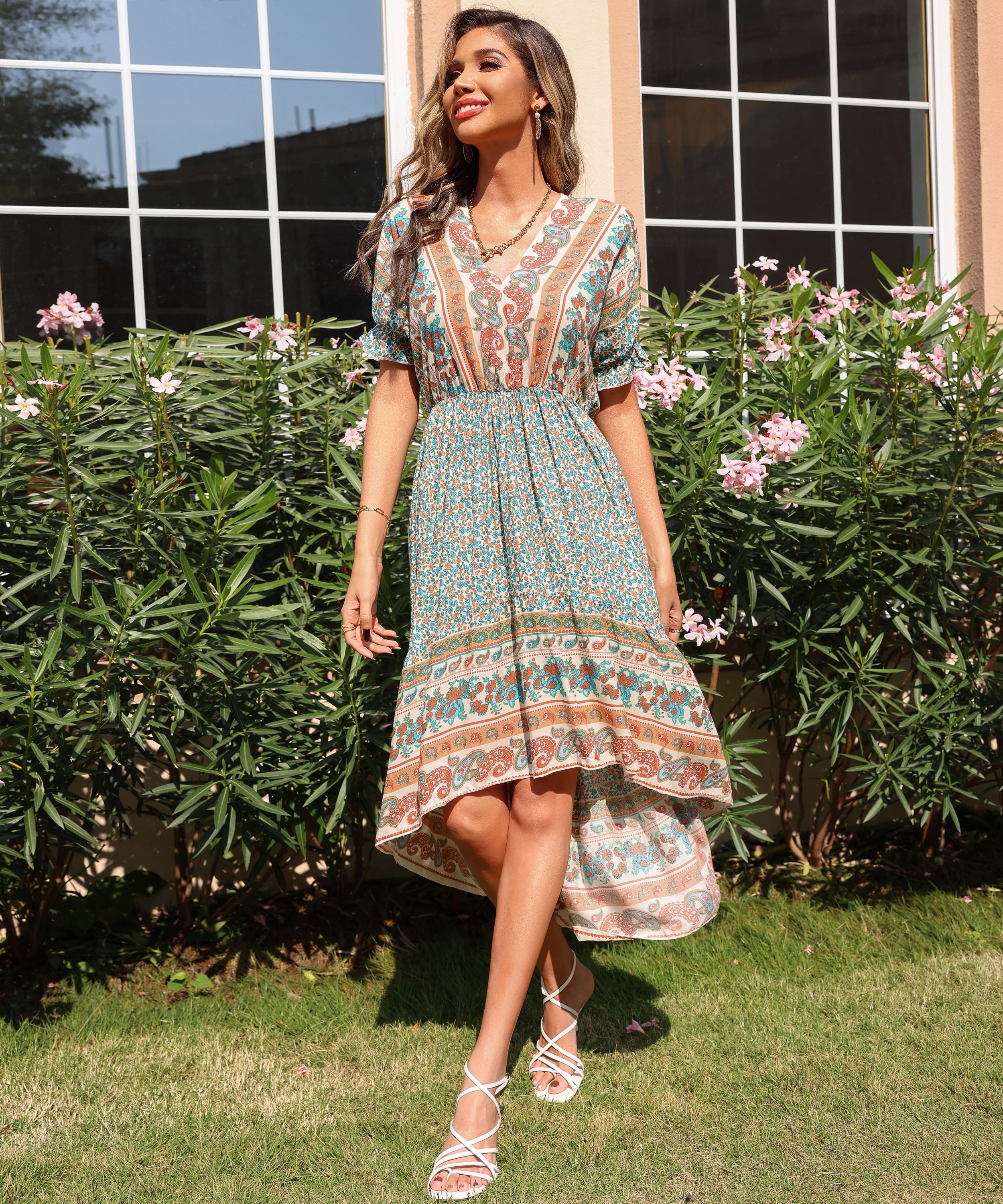 YANET MIDI BOHO DRESS - GREEN