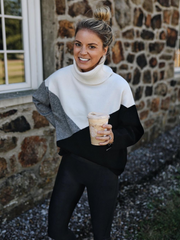 Color Block DULCIE Knit Sweater - White Grey Black