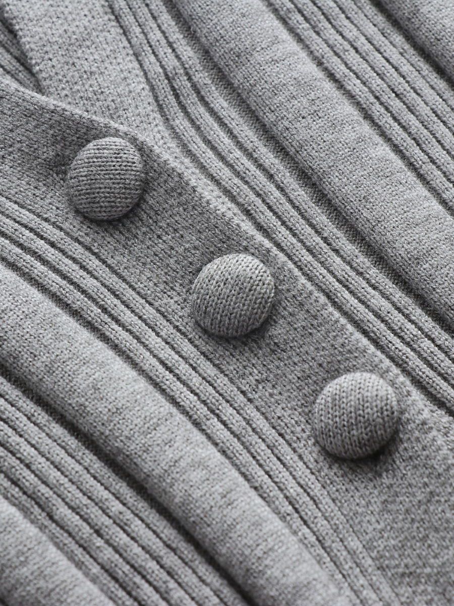 TAMIA Bell Cuff Knit Shirt Jacket - Grey