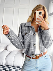 HONEYCOMB PLAID SHACKET - GREY