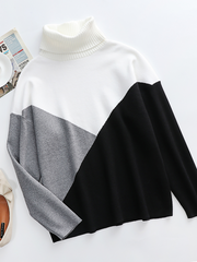 Color Block DULCIE Knit Sweater - White Grey Black