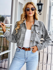 HONEYCOMB PLAID SHACKET - GREY