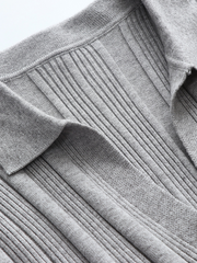 TAMIA Bell Cuff Knit Shirt Jacket - Grey