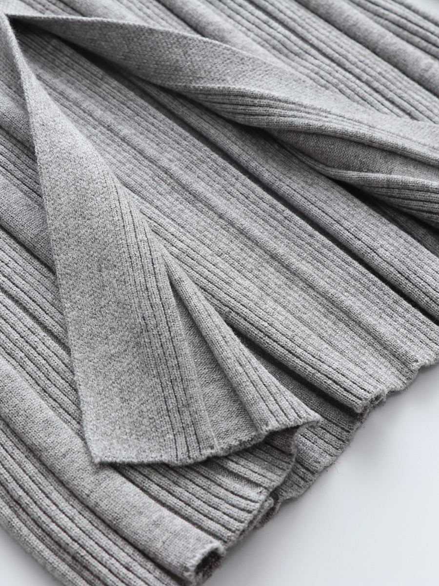 TAMIA Bell Cuff Knit Shirt Jacket - Grey